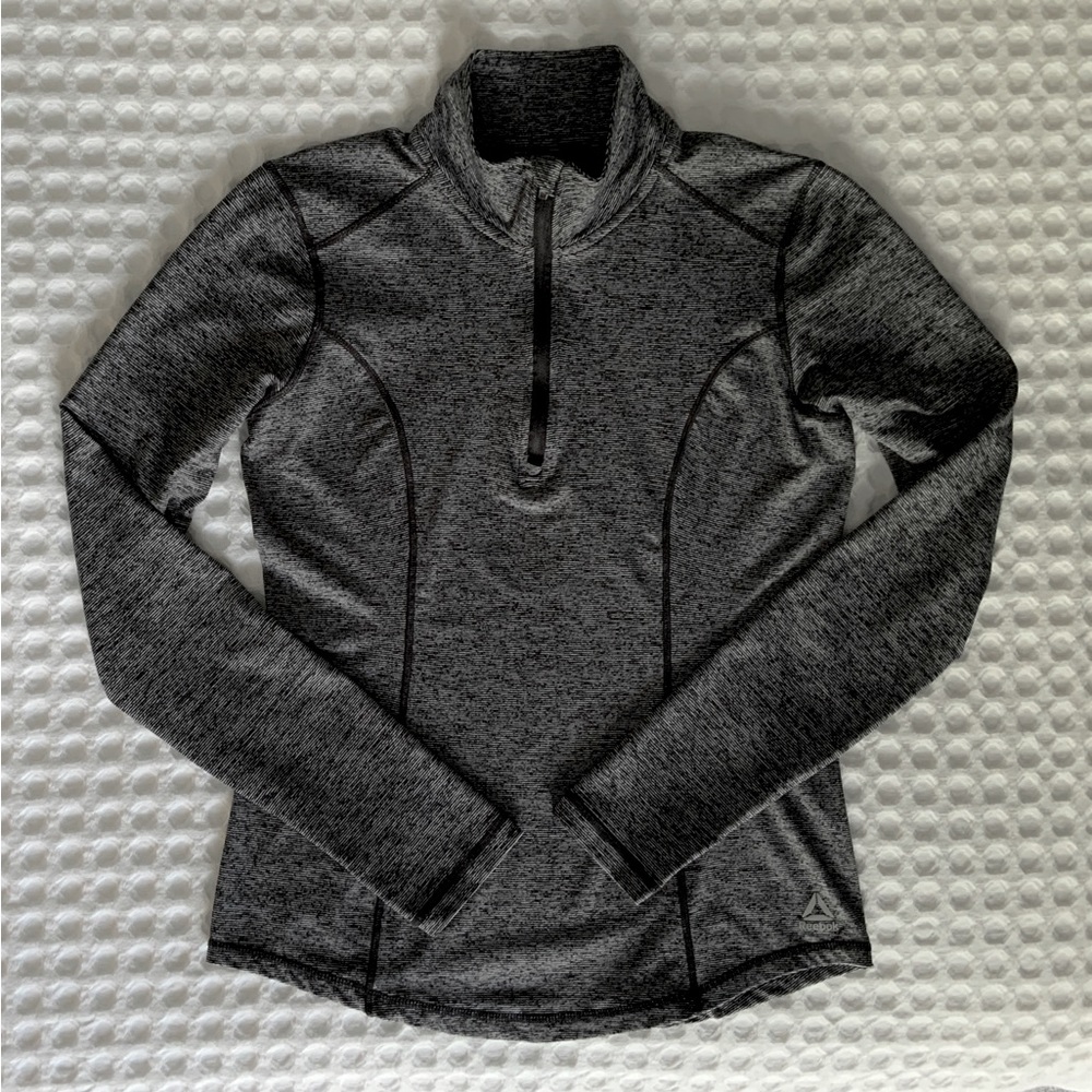 Reebok Half Zip Athletic Top Black White S EUC